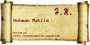 Hohman Matild névjegykártya